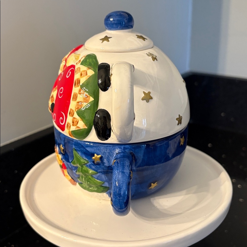 Sweet Teapot Tea for One Christmas Santa Reindeer Farmhouse Cottagecore - Picture 5 of 15
